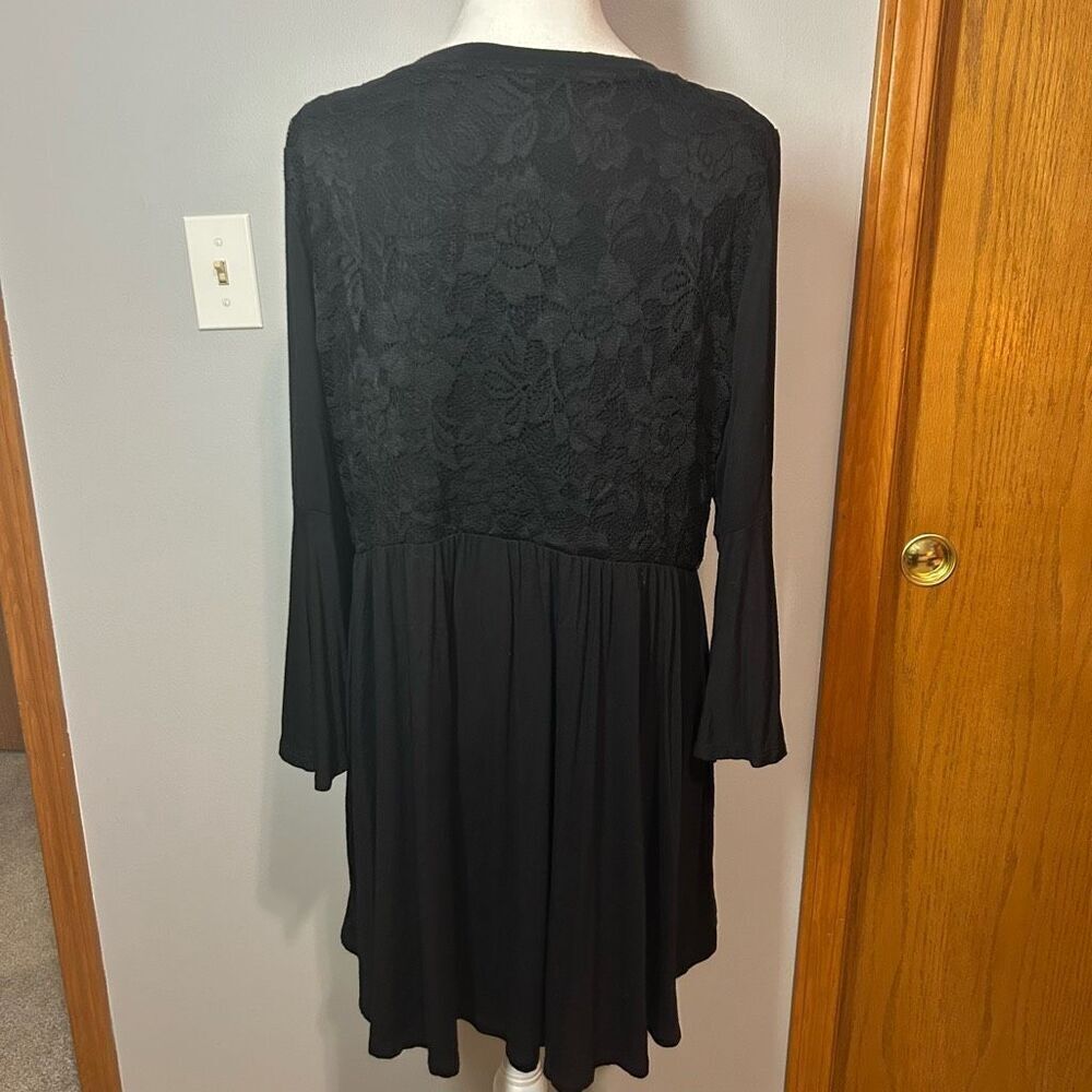 Torrid Super Soft Knit babydoll lace bell sleeve bohemian v neck black top size - Picture 6 of 11